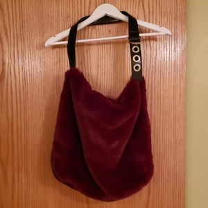 Cute burgundy fuzzy bag